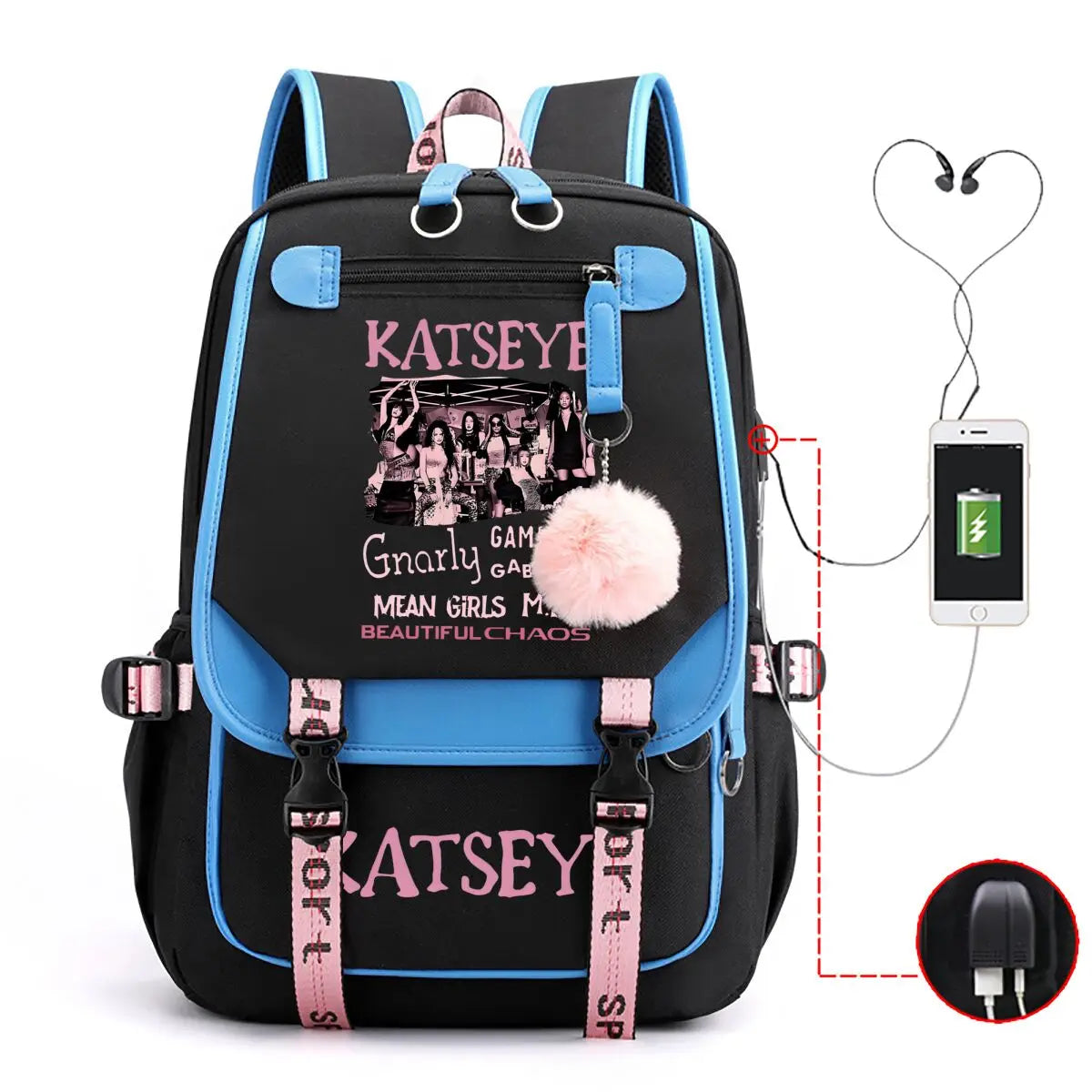 Trendy Girl Group School Bags for Students Girls Large Capacity Travel Book Bag Usb Charging Laptop Backpack Children Backpacks