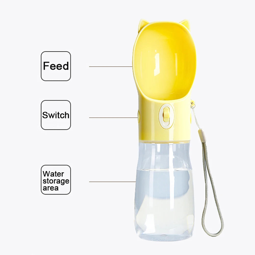 Portable Pet Drinking Bottle Dispenser Outdoor Walking Puppy Water Cup Bowls For Small Large Dogs Cat Kitten Ear Design Supplies