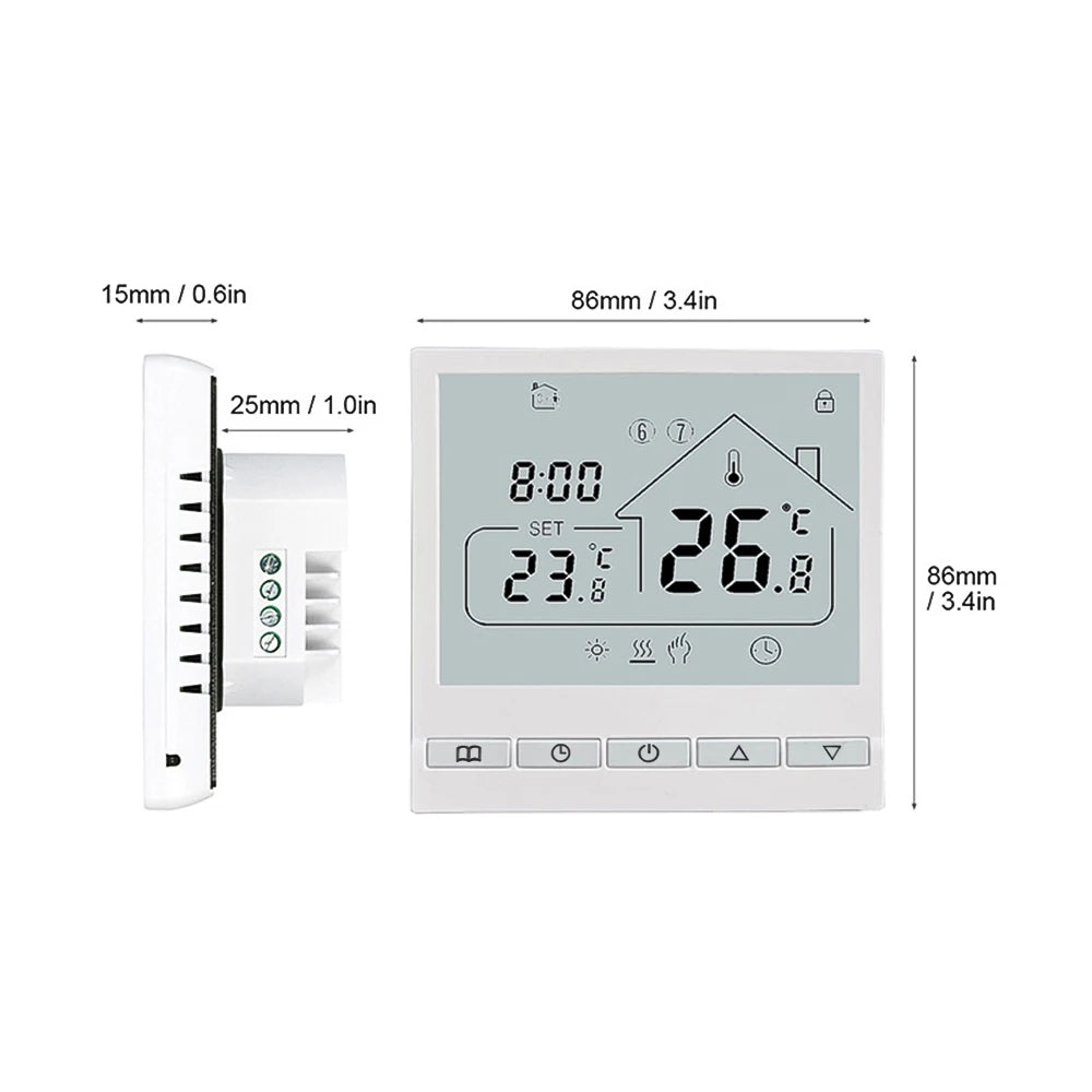 WiFi Smart Thermostat 5+2 Programmable 3A Water Heating Tuya Voice Control Thermostat DIY Install LCD Display Smart Temperature