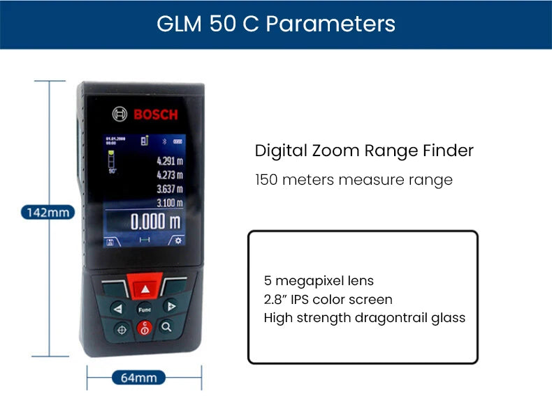 Bosch Laser Tape Measure Professional Distance Meter Optical Rangefinder Accurate 30-50m Surveying Equipment