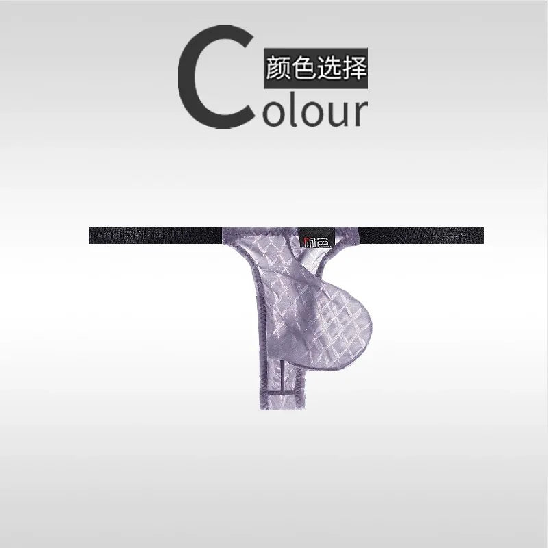 men's thongs fully transparent T-pants ultra-thin ice silk men's fun transparent low waisted slim fitting T-pants 2001