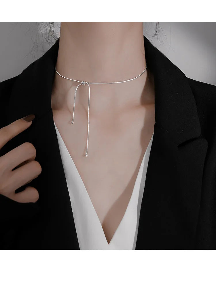 925 Sterling Silver Neck Snake Chain Necklaces Women Luxury Jewelry Exquisite Elegant Aesthetic Charms Accessories Argent 925