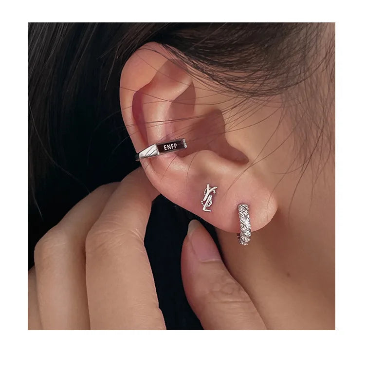 Sterling Silver Earrings Sophisticated Personality High End Exquisite Simple Elegant Letter Shaped Ear Accessories for Women