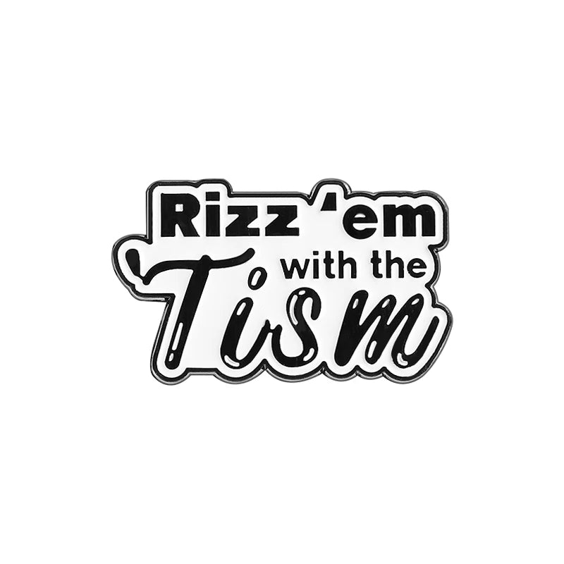 Autism Quote Rizz 'em with The Tism Enamel Pins Creative Frog Brooches Lapel Badge Accessories Animal Jewelry Gift for Friends