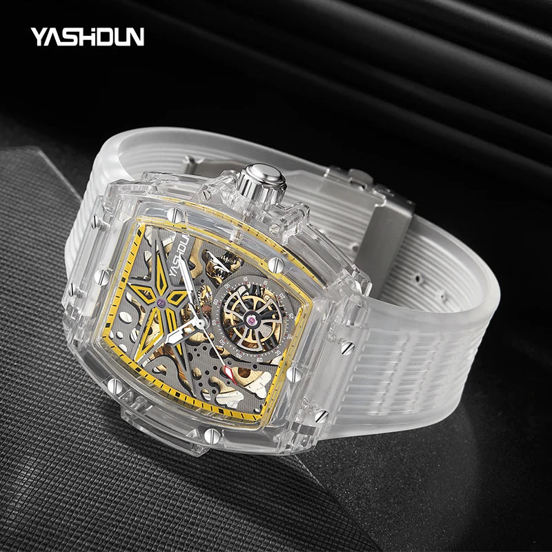 Automatic Mechanical Watch for Man Business Watch Double Side Hollows Skeleton Tourbillon Transparent Mechanical Men's Watch