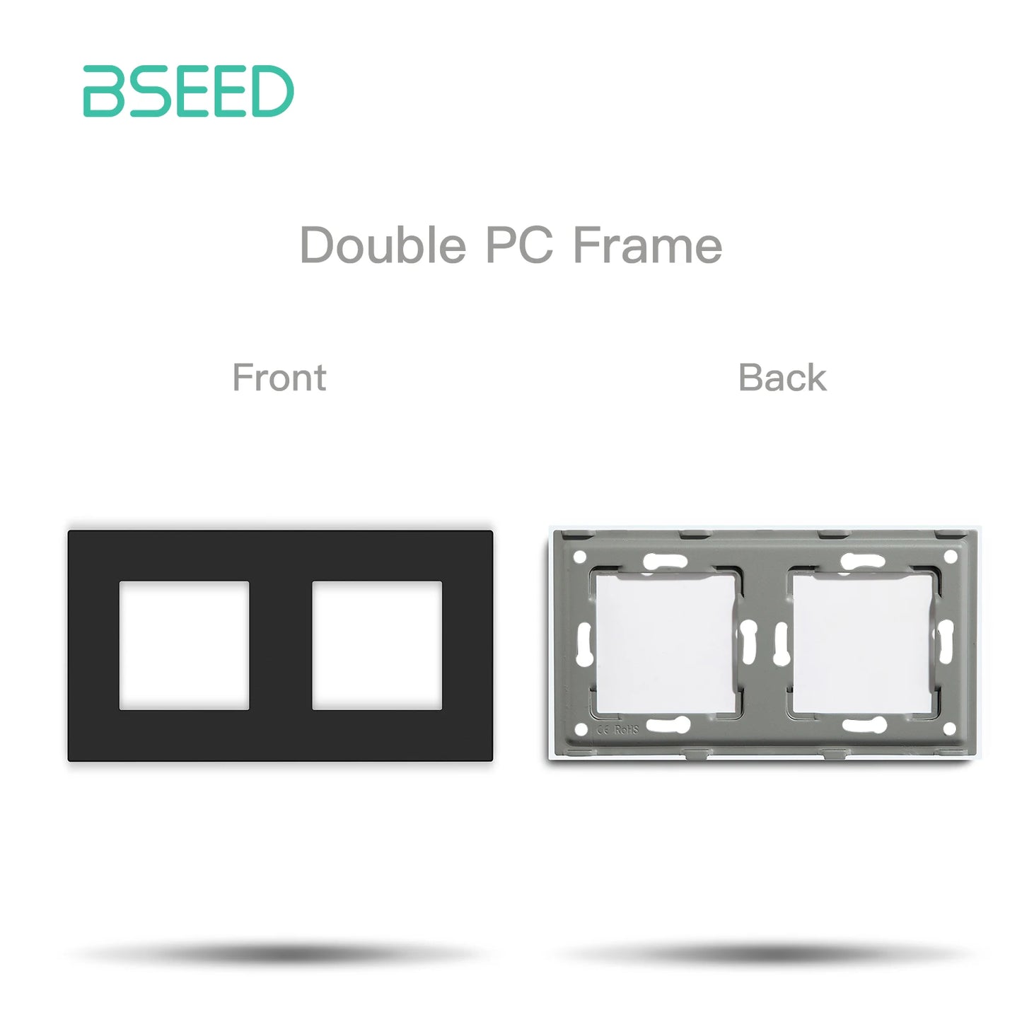 BSEED Only Plastic Frame Panel Single Double Frames Wall Socket Triple Four Frames DIY Part with Metal Frames White Black Golden