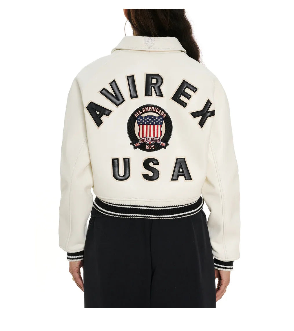 Avirex Spring 2024 New Listing Bomber Flight Suit Jacket 100% European Antique Sheepskin Classic Women's Pink Leather coat tops