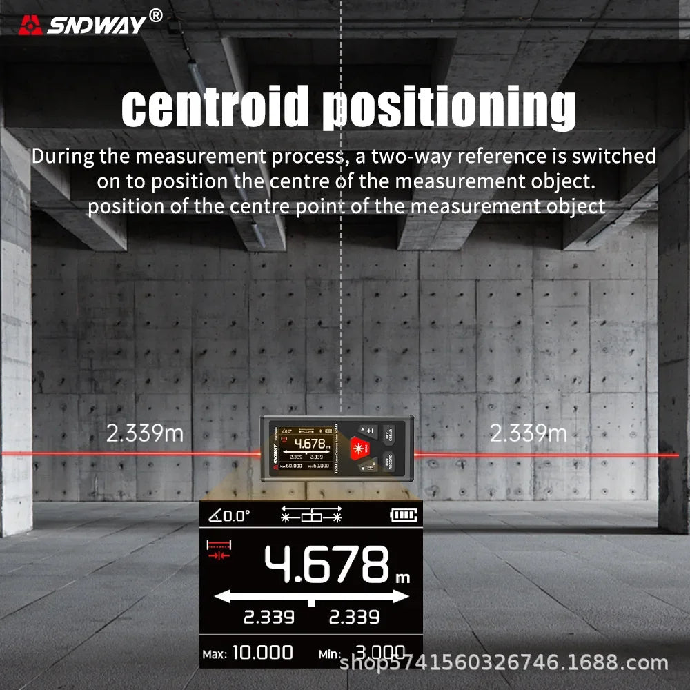 SNDWAY SW-DR60 Dual Laser Distance Meter 60M 100M Bilateral Laser Rangefinder Laser Tape Measure Bidirectional Range Finder
