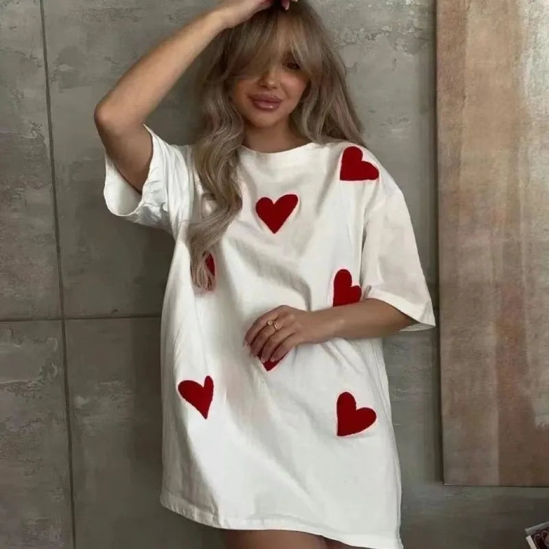 Summer T shirt Women Luxury Designer love printing Loose Oversized Top Women Clothes Korean Fashion T-shirt Pure cotton