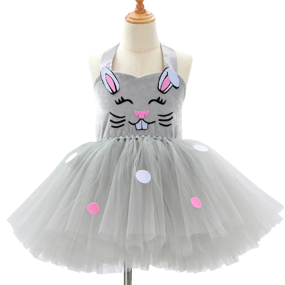 Girl Cartoon Raccoon Sloth Koala Piggy Rabbit Tutu Sling Dress Children Cosplay Festival Performance Dance Costume Headband Sets
