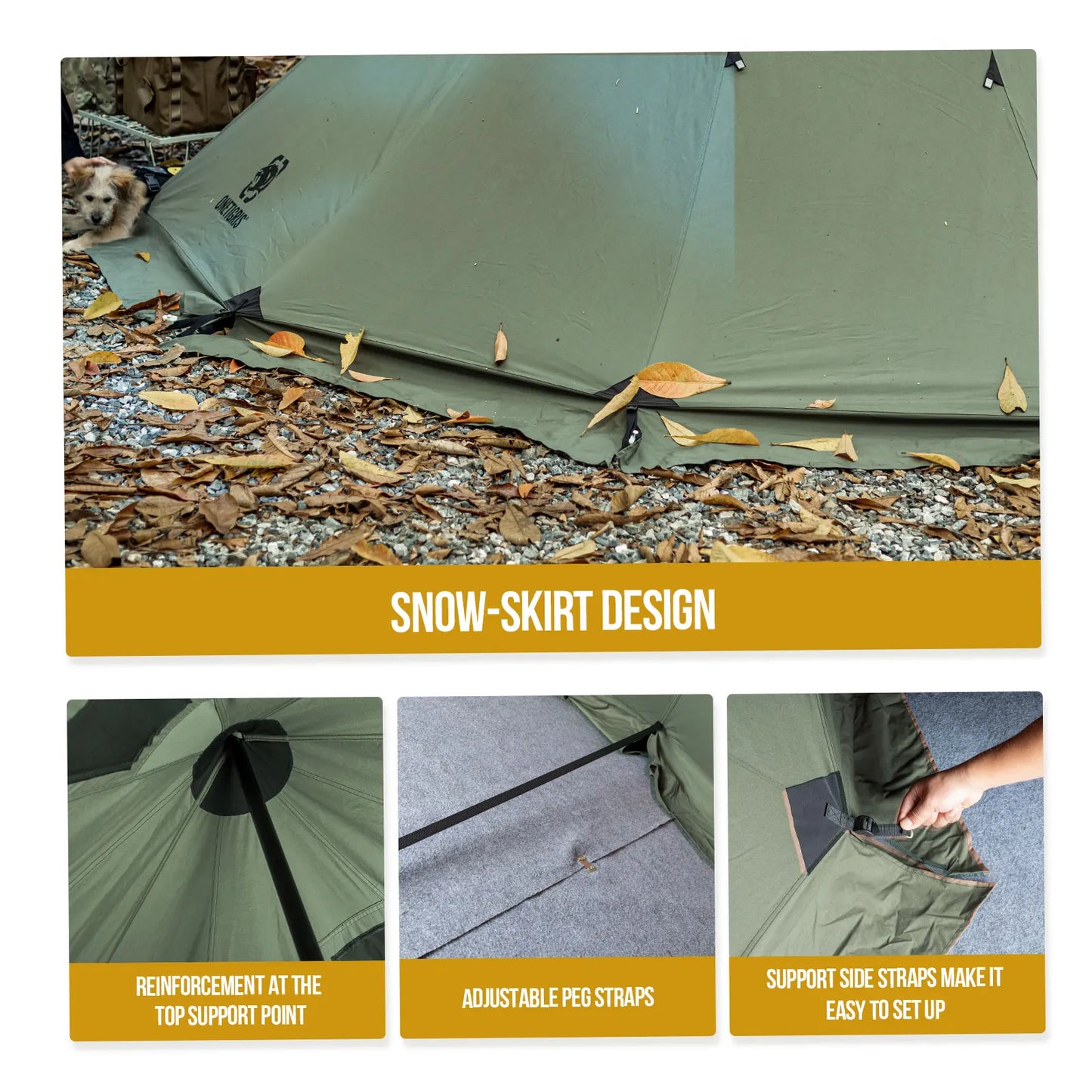 OneTigris Northgaze TC Chimney Tent Terylene Cotton Outdoor Teepee Hot Tent for Adventurers Hiking Camping 3 Season Tent