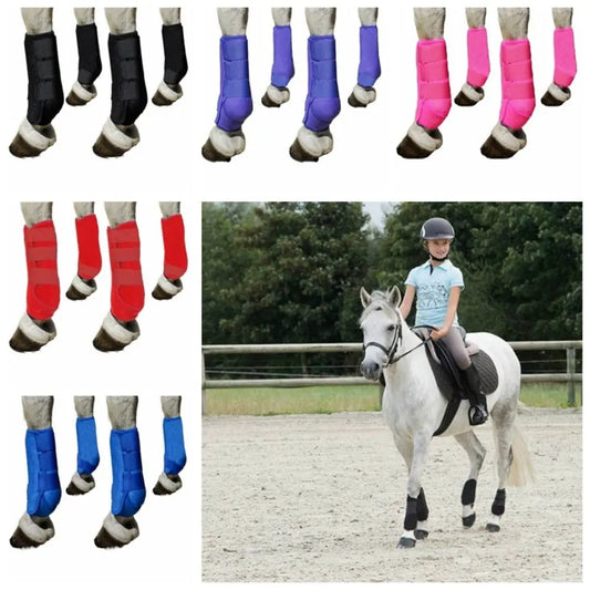 4pcs/set Colorful Horse Sport Boots Set 3 Size Durable Horse Leg Wraps Easy To Wear Breathable Front Hind Legs Guard