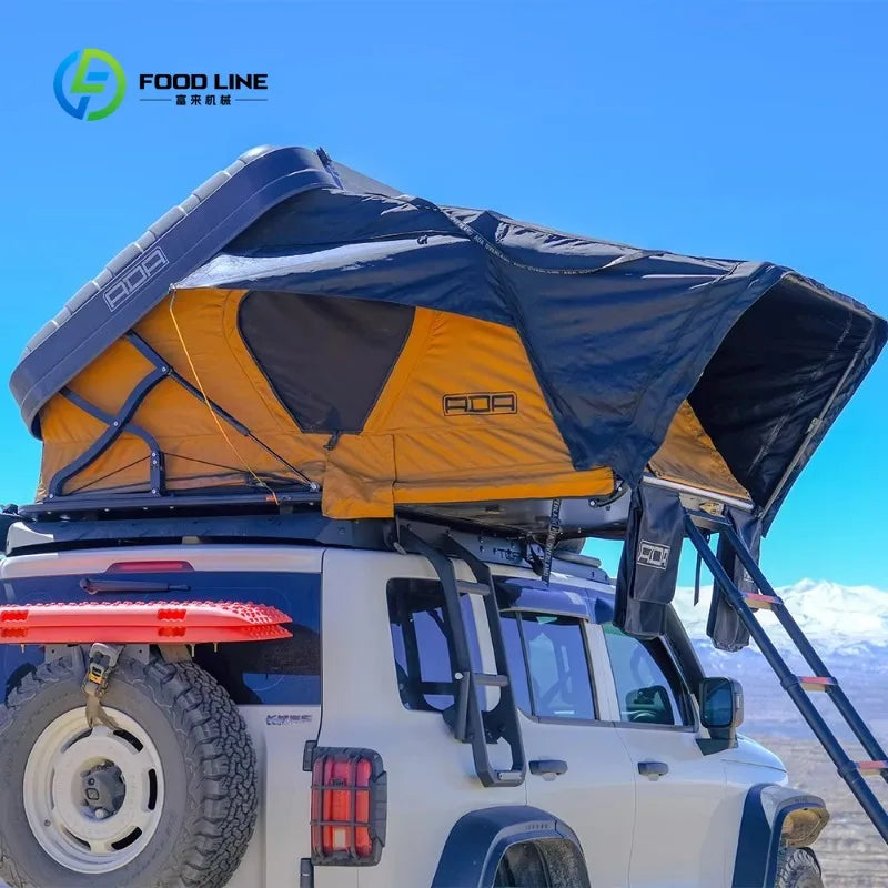 Customized Hard Roof Top Tent 4 Person Hard Shell Side Fold Waterproof Rooftop Camping Tent With 6cm Memory Foam Mattress