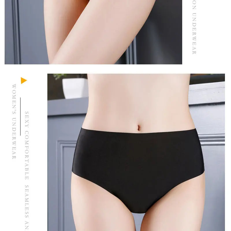Hot Sexy Ladies Panties sport women's Underpant Middle-HIGH waist Thongs String Fashion Ice Silk Seamless Briefs Lingerie Tanga