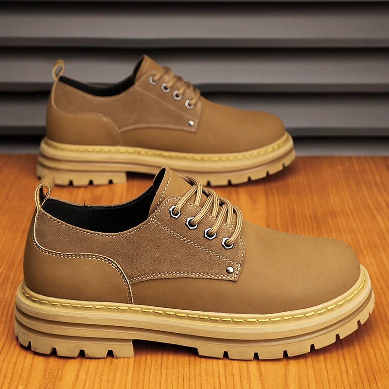 Fashion Men's Leather Shoes England Style Formal Shoes for Man Non Slip Ankle Boots Outdoor Waterproof Casual Tim Work Land Shoe