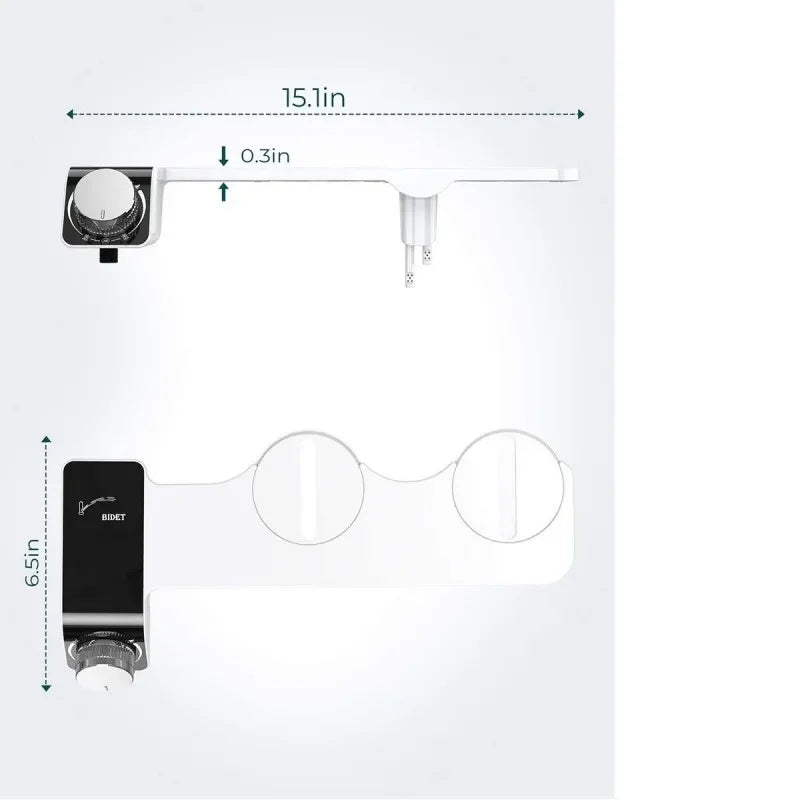 Non-Electric Bidet Hot Cold Warm Water for Toilet Seat- Self Cleaning Dual Nozzle Adjustable Pressure Water Bidet Toilet Seat