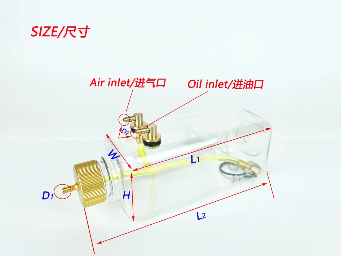 RC Fuel Tank Transparent Plastic Bottle 260/360/500/700/1000/1500 ML/CC CNC Aluminum Alloy for Gas and Nitro Airplane Model