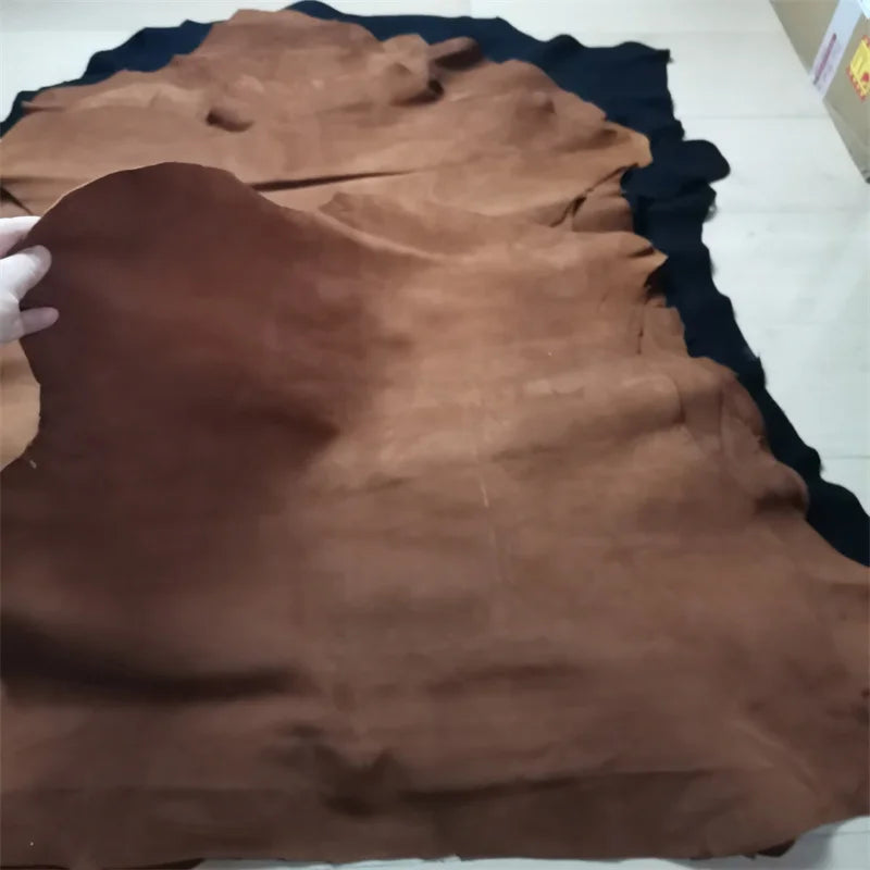 1mm Brown Black Sheep Suede .Top Leather.Real Leather Fabric.Handmade DIY For Clothes Inside.Package Edge.Whole Sheepskin