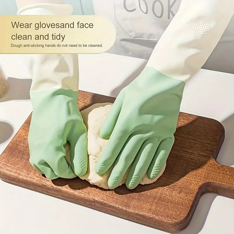 4pcs Waterproof Housework Cleaning Gloves Kitchen Cleaning Latex Laundry Dishwashing Gloves Wear Resistant Rubber Gloves