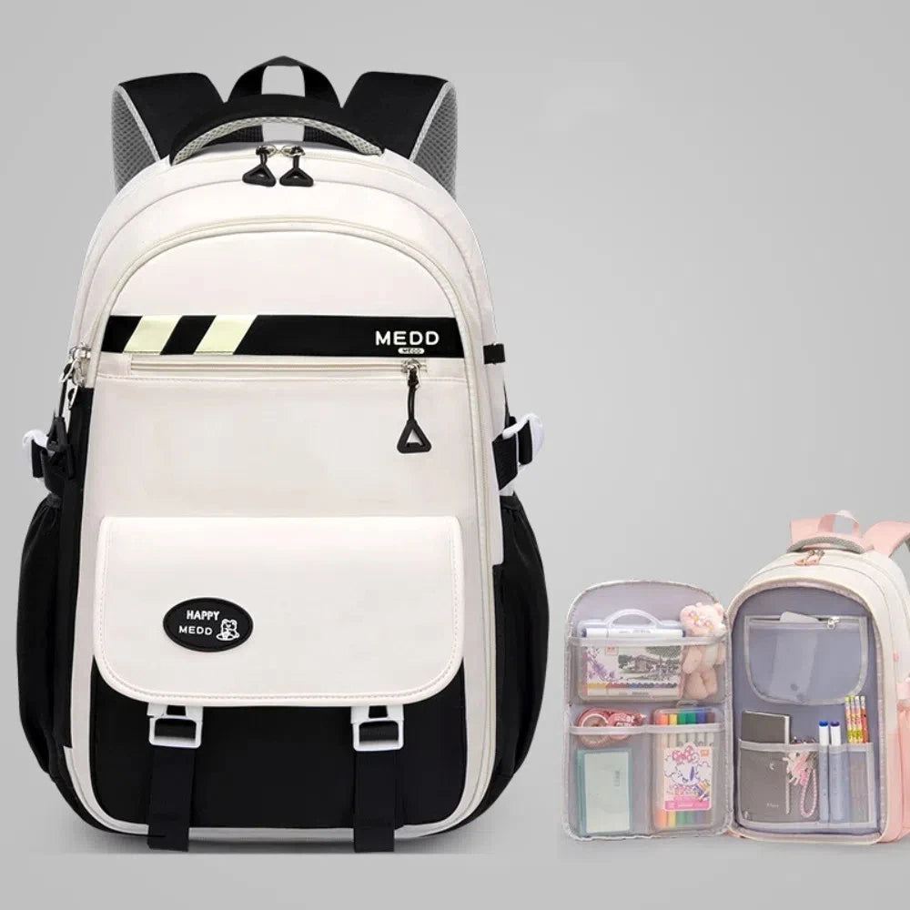 Large Capacity School Bag Waterproof Stress Relief Shoulder Backpack Lightweight Double Strap Bag Junior And High School Girls