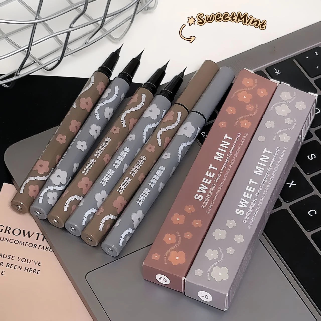 SWEETMINT Eyeliner Pen Quick Dry Liquid Eye Liner Easy To Draw Ultra-fine Lying Silkworm Pencil Black Brown Lower Eyelash Makeup