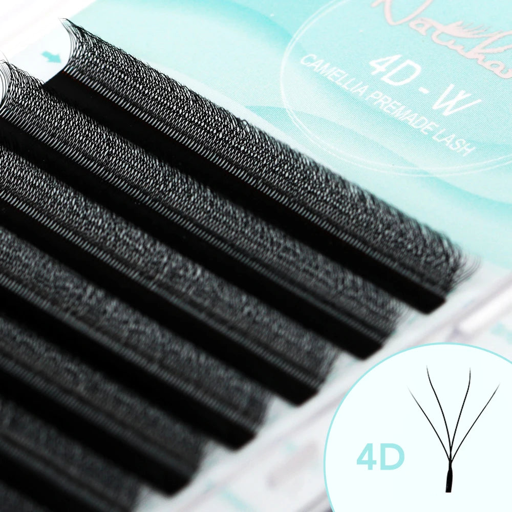 NATUHANA Camellia 3D/4D/5D W-Shape Lashes C/D/L/LU Curl Premade Fan Eyelashes Extension Soft Lightweight Eyelash For Wholesale