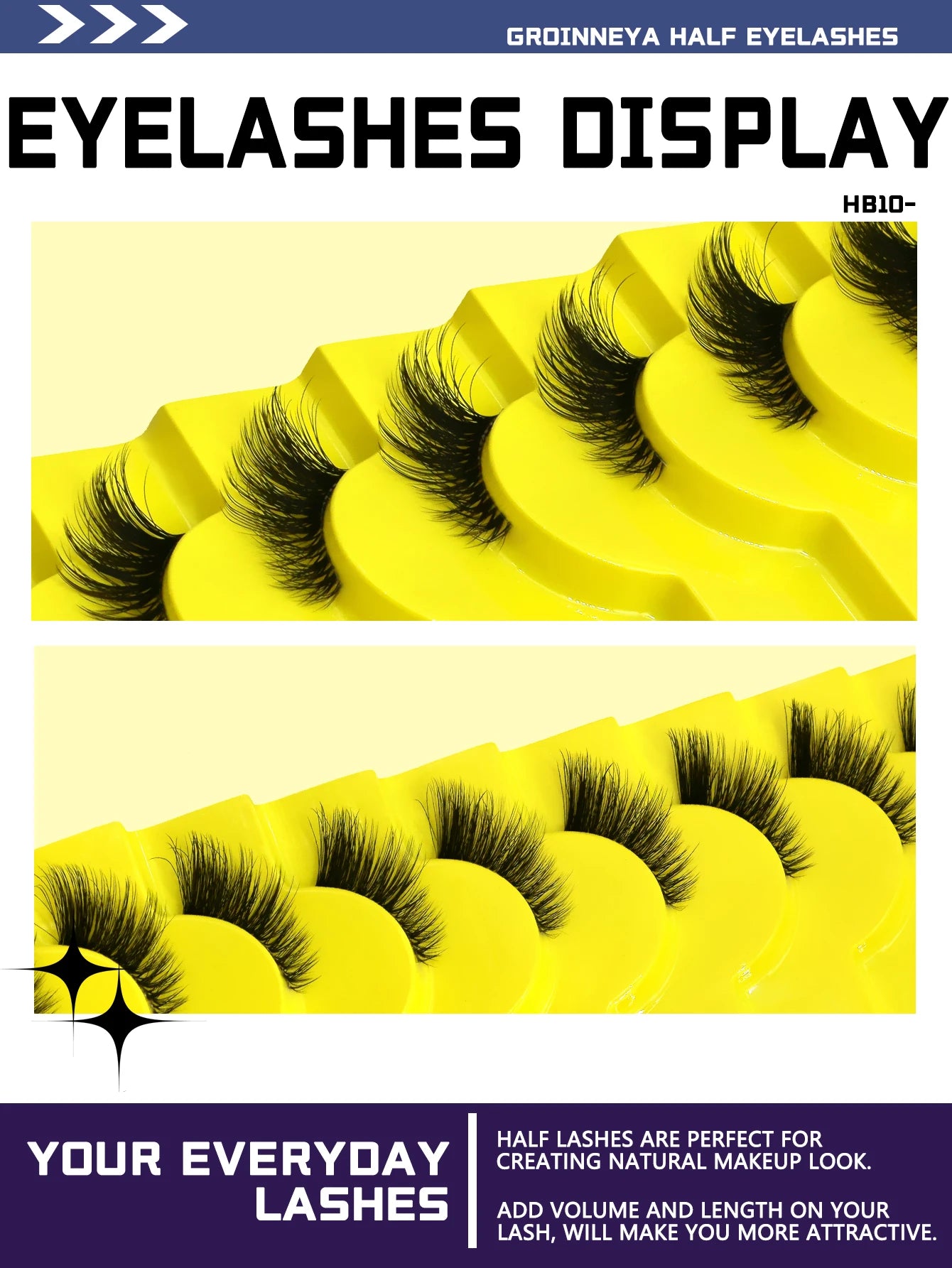Veltrinay Half Lashes Natural Fake Lashes Wispy Cat Eye Lashes Clear Band Accent Short False Eyelashes Makeup