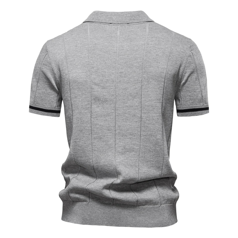 AIOPESON Men's Solid Color Sport Zipper Polo Shirt Athletic Social Polo Shirts for Men Office Slim Fit Polo