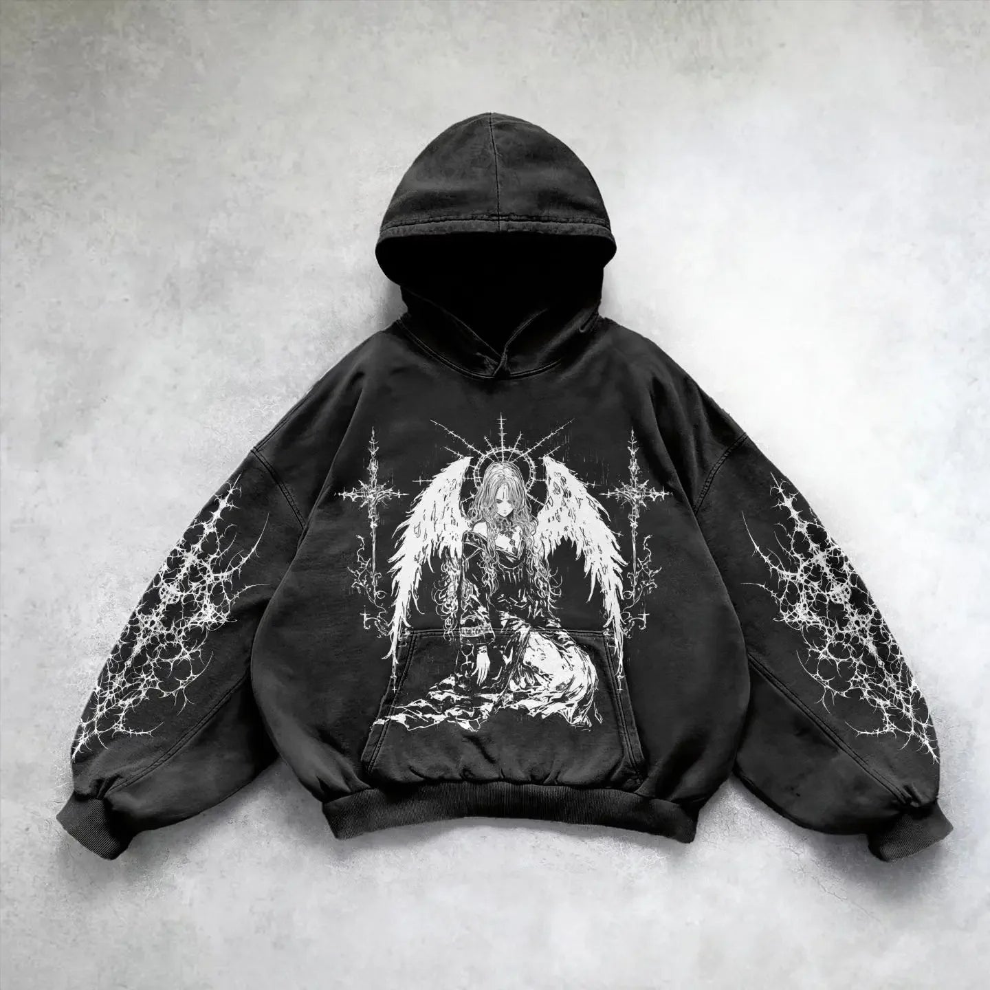 Harajuku y2k gothic pattern hoodie goth oversized hoodies women streetwear tracksuit men couples tops sweatshirt print clothes