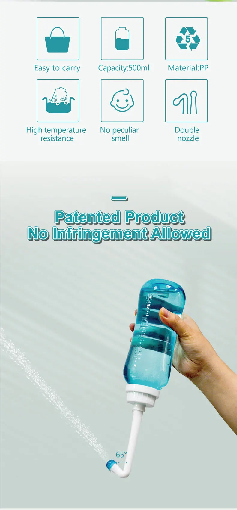 500ml Portable Bidet Baby Butt Washing Device Spray Handheld Travel Bidet For Pregnant Women Baby Cleansing Water Washer Bottle