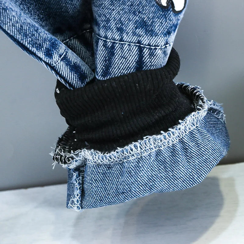 Baby boy clothes spring autumn fashion ripped denim suit letter denim jacket hooded vest + bottoming shirt + pants 3-piece set