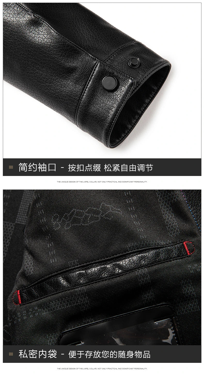 YN-335 Men's Lapel Jacket Natural Leather  Jacket Spring and Autumn Sheepskin Jacket Men