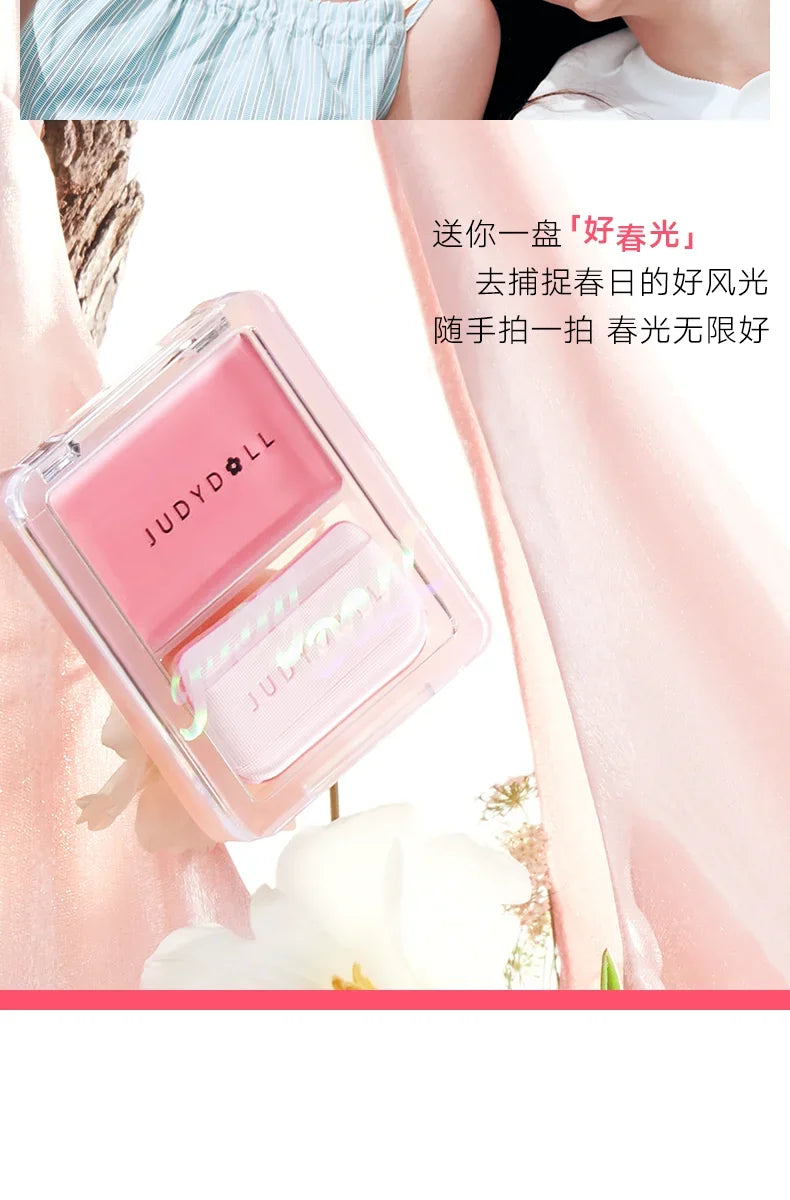 Judydoll Water Light Cream Hydrating Blush Multi Purpose Moisturizing High Light Expanding With Puff Long-lasting Face Makeup