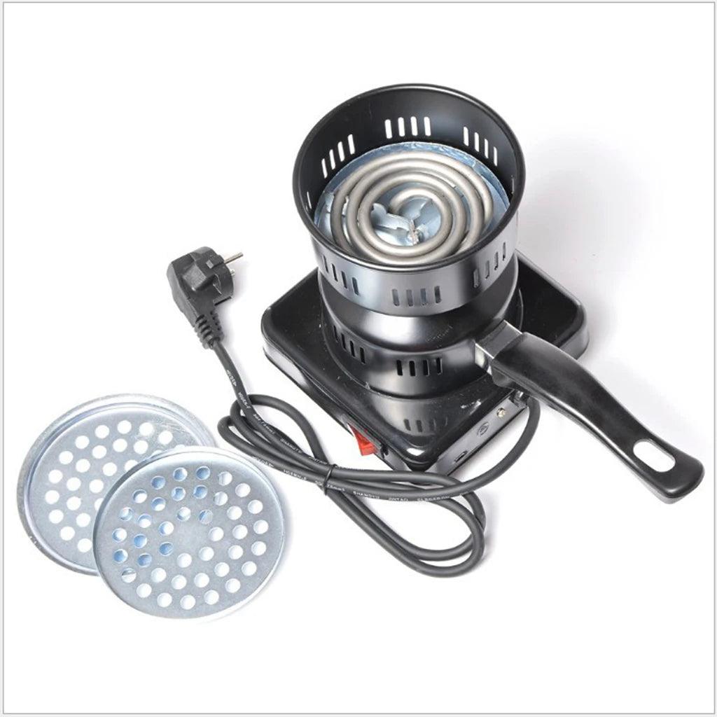Portable Black Hookah Charcoal Stove, Multipurpose Electric Coals Burner, Quick Heating Shisha Heater for Kitchen Accessory