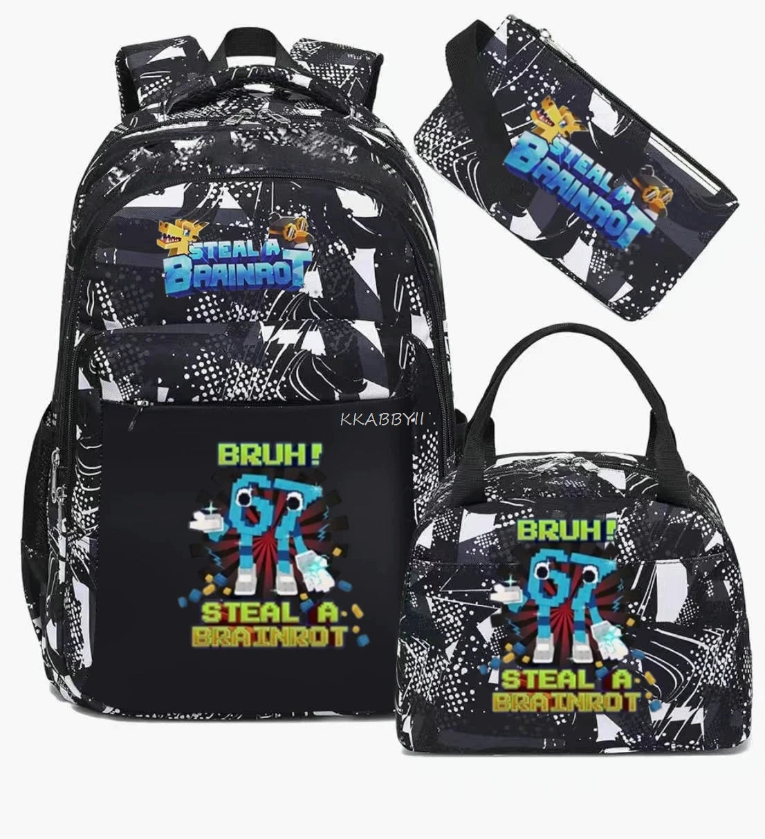 Steal A BrainRot Backpack with Lunch Bag for 67 Six Seven Teenagers Student School Bags Casual Comfortable Travel Set