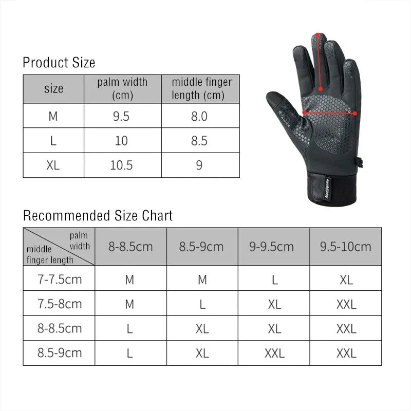 Naturehike Winter Gloves Men's Women's Gloves Motorcycle Gloves Ski Gloves Cycling Running Hiking Gloves Winter Fishing Gloves