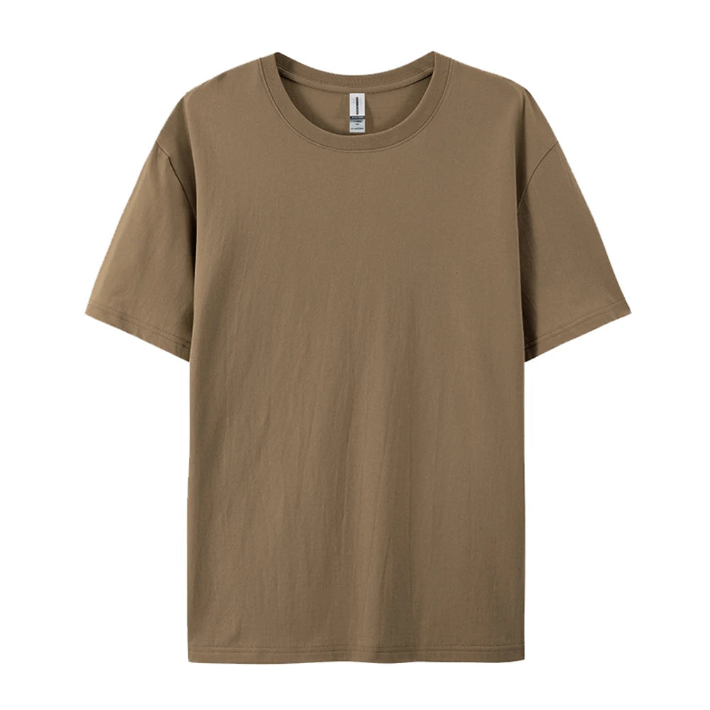 Loose Cotton Solid Tshirts Men Woman Short Sleeve Fashion Brand Trend Couple Clothing Tees Customized Candy Color Summer Tops