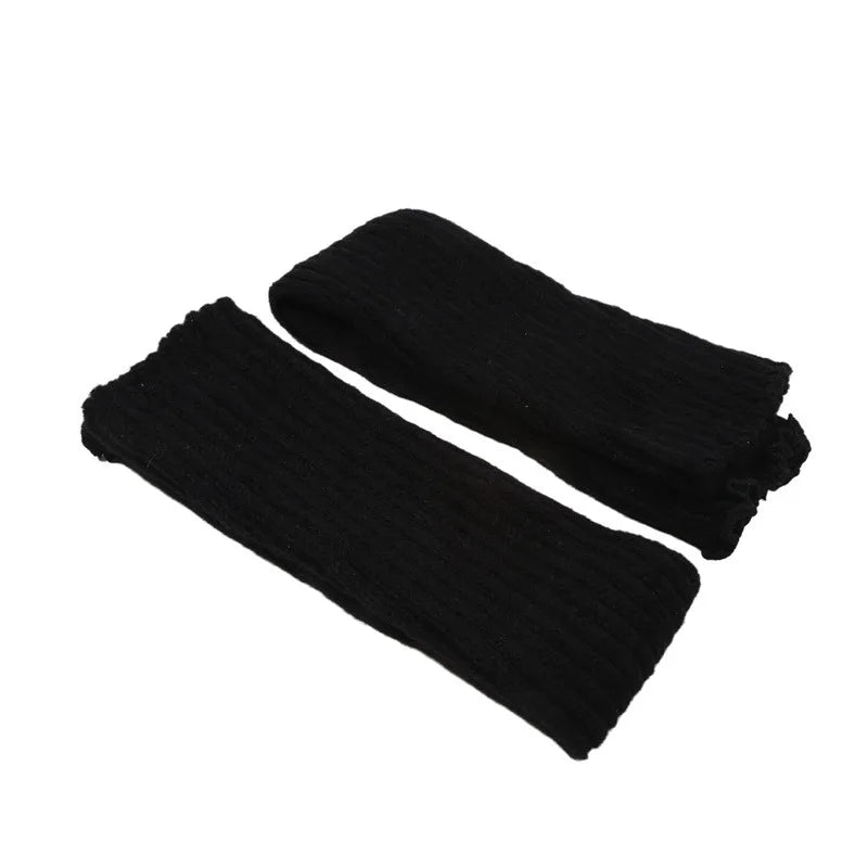 Women's Leg Warmer Lolita Long Socks Knitted Keep Warm Foot Cover Ladies Autumn Winter Black White Twist Crochet Socks Boot Cuff