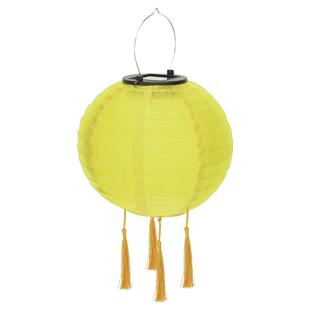 Solar Lantern Lamps Outdoor Waterproof Nylon Hanging Lantern Chinese Traditional Ornament for Restaurant Home Festival Decor