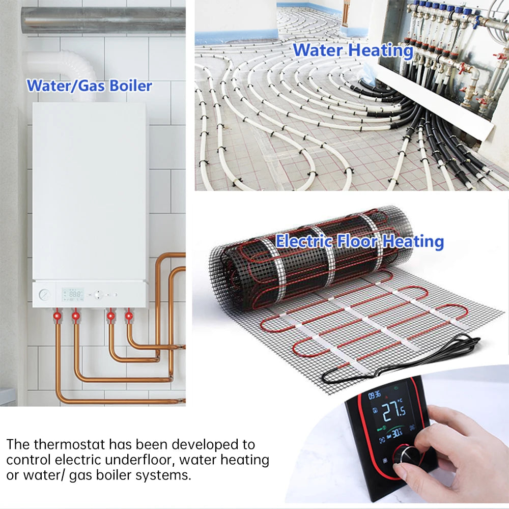 Smart Thermostat for House Water Electric Heating Water Gas Boiler AC thermostat with VA Digital Touch Screen Adjustable Knob
