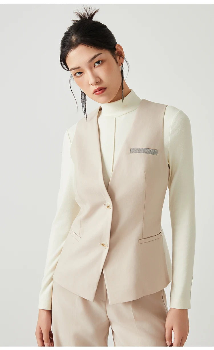 K2548W Luxury women's autumn suits vest wool office business wear formal Laidies woolen clothes