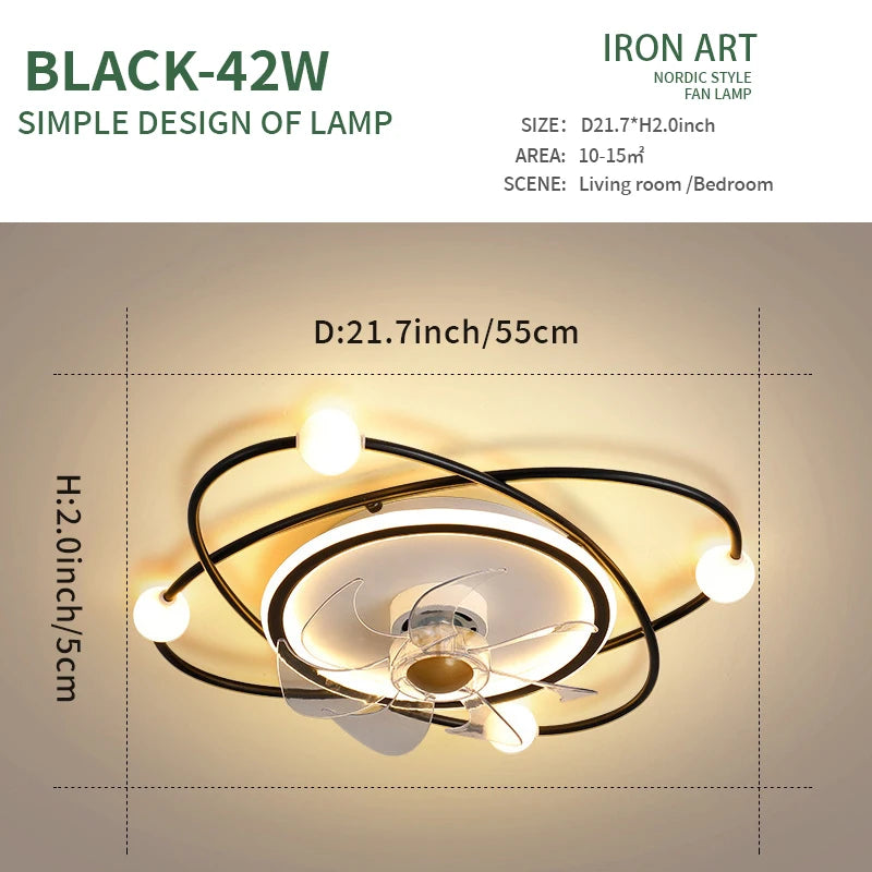 Nordic invisible ceiling fan light fan ceiling minimalist light fan ceiling for Bedroom Dning Room Living Room gold ceiling fans