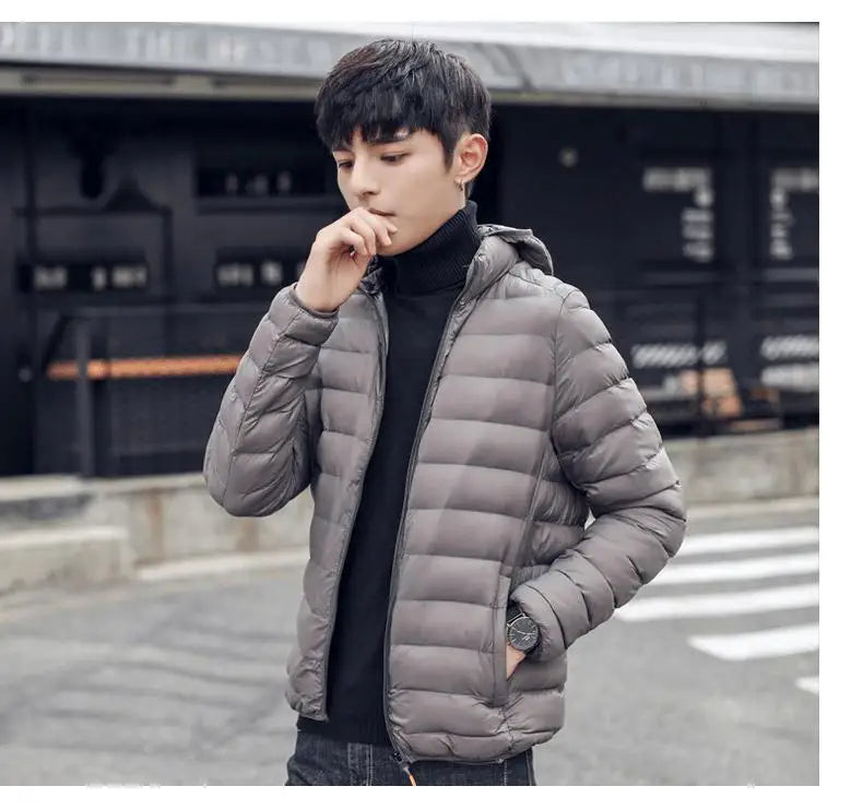 Men's Lightweight down Cotton Jaet ort Sle Casual Hooded Coat Haome Cotton Outerwear Winter New Arrival