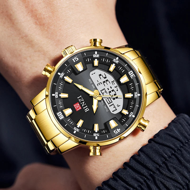 Relogio Masculino Wrist Watches For Men Top Brand Luxury Golden Men Watches Gold Big Male Wristwatch Man Golden Big Dial