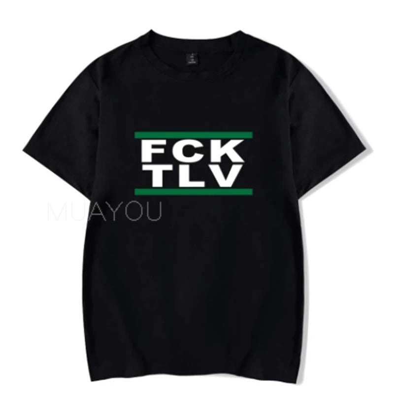 Summer Tops Printed FCK TLV T shirts Crew Neck Casual Tops Men Women Short Sleeve T-Shirt 4XL