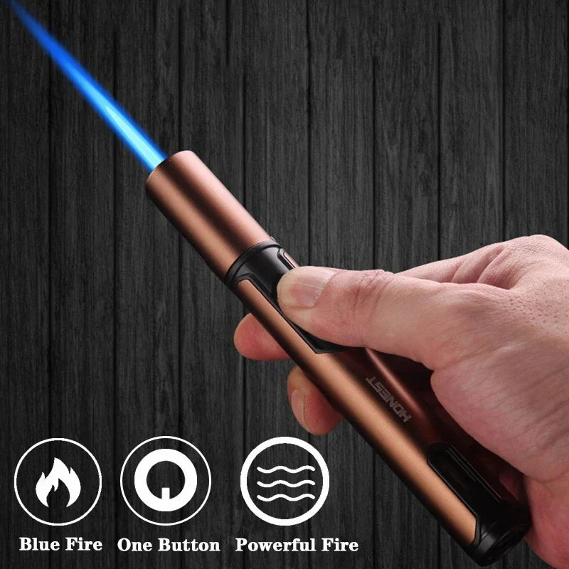 HONEST Metal Torch Windproof Lighter Refillable Pen Lighter Jet Flame Butane Lighter Kitchen BBQ Candle Camping Men's Gadget