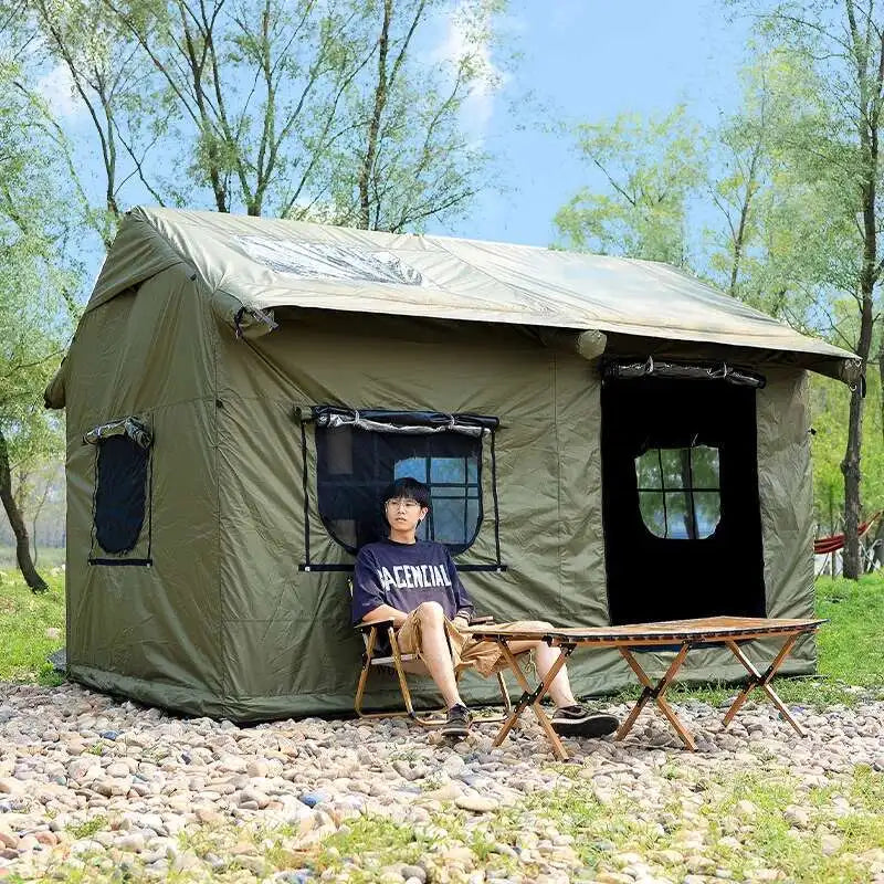 Outdoor Roof House InfIatable Camping Tent For 5-8 Person With Canopy Oxford Cloth