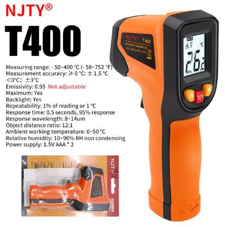 NJTY T400 T400A T600 T600A Digital Infrared Thermometer Laser Thermometer Non Contact Laser Thermometer Industrial Tool