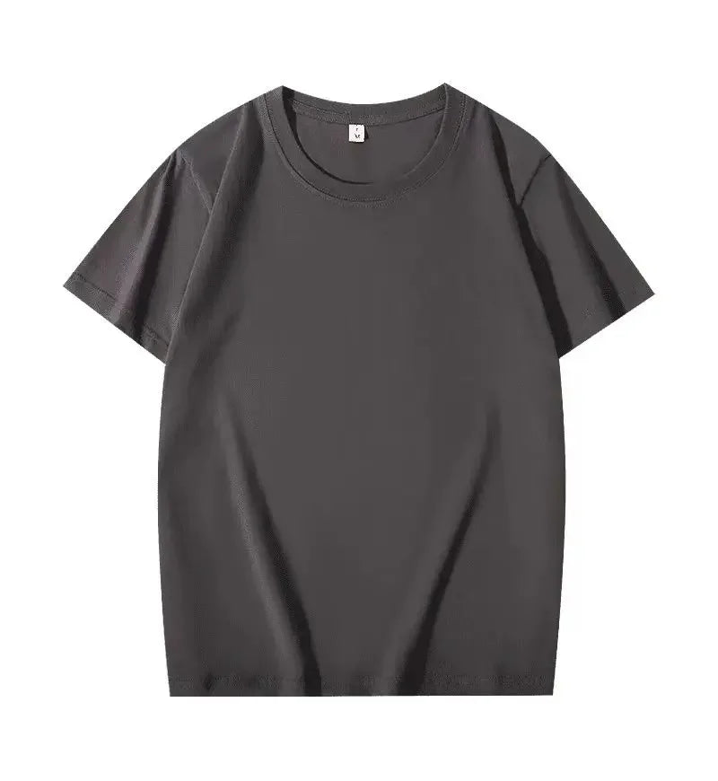 Men Women 100% Cotton  T-shirt Solid Color Trend Leisure Short Sleeve Black White Gray High Quality Heavy Fabric Loose T Shirt