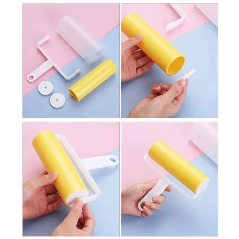 Water-washable Roller with Cover, Portable Clothes, Carpet Sheets, Wool-absorbing and Dust-adhering Roller Household  Tools